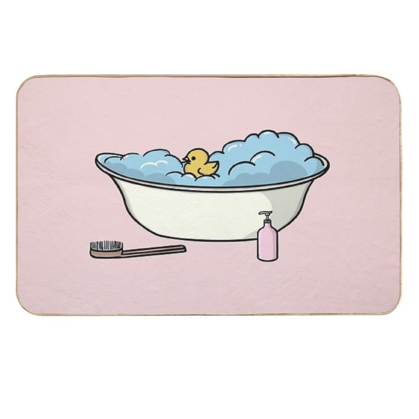 Bubble Bath  Bathtub And Rubber Duck Durable Bath Mat