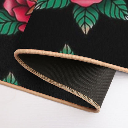 Traditional Red Rose Tattoo  High-Traffic Bath Mat