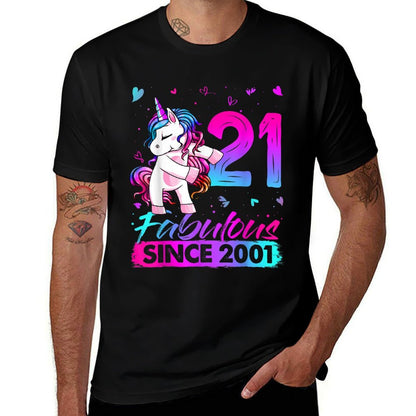 21 Years Old Unicorn Flossing 21st Birthday Unicorn Party  Polyester Blend T-Shirt