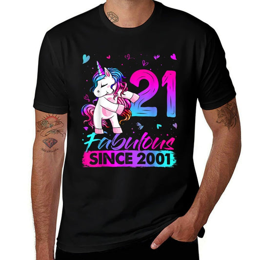 21 Years Old Unicorn Flossing 21st Birthday Unicorn Party  Polyester Blend T-Shirt