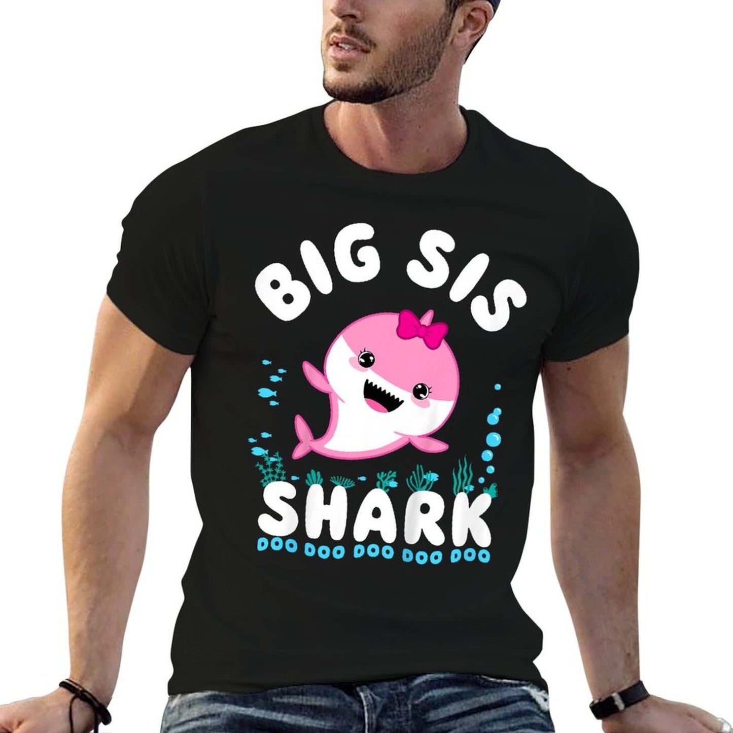 Big Sis Shark Big Sister Kawaii Comfortable T-Shirt