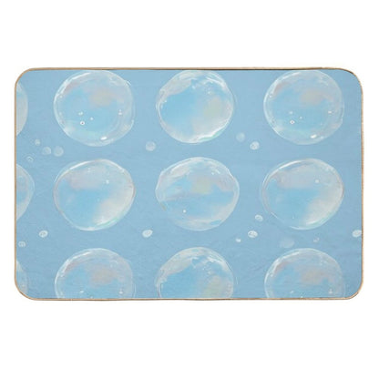 Bubble Pattern on Water Blue Background Durable Bath Mat