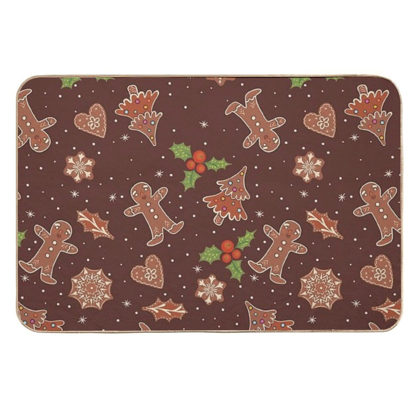 Cute Winter Festive Gingerbread  Non-Slip Bath Mat