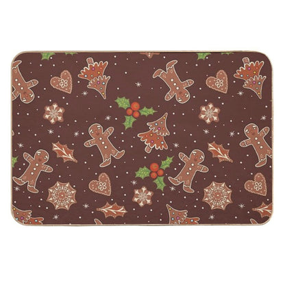 Cute Winter Festive Gingerbread  Non-Slip Bath Mat