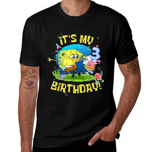 Mademark X SpongeBob SquarePants - Spongebob It's My 3rd Birthday Cake Three Years Spongebob  Durable T-Shirt