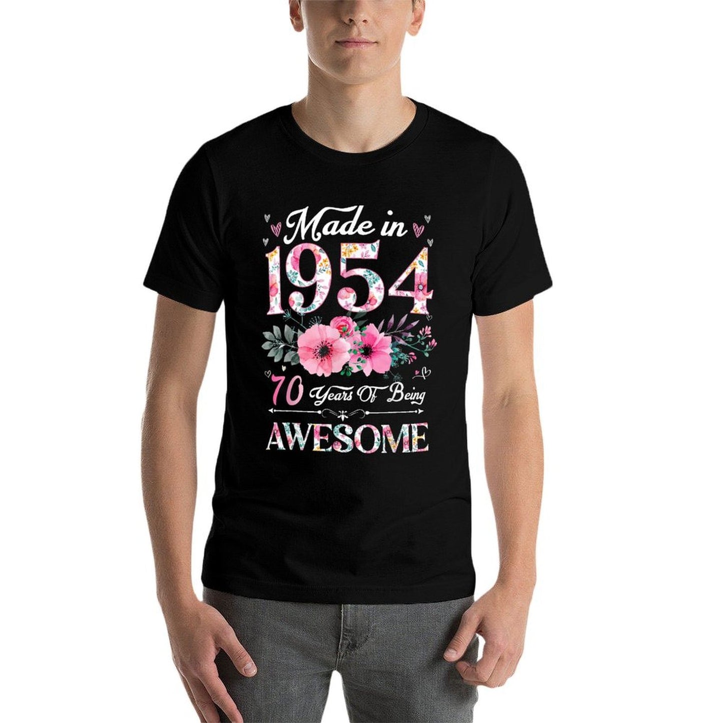 70 Year Old Made In 1954 Floral 70th Birthday Women  Vintage-inspired T-Shirt
