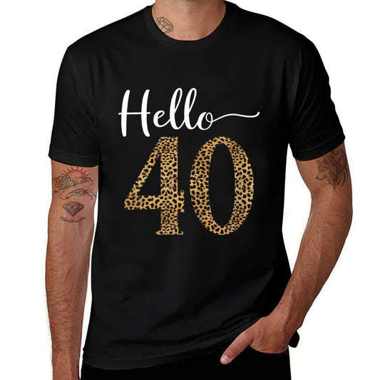 Womens Hello 40 Years Leopard Print 40th Birthday Party Woman Gift  Tagless Design T-Shirt