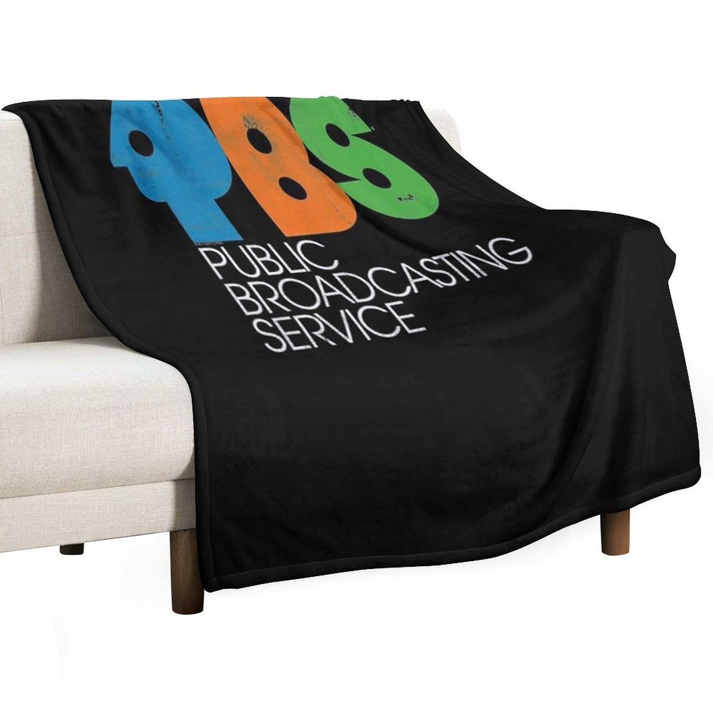 PBS Vintage Logo Distressed Multi-functional Throw Blanket