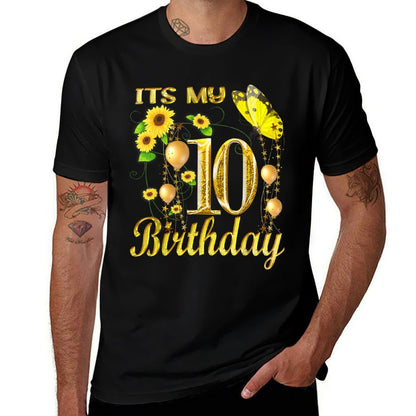 Its My 10th Birthday 10 Year Old Girl Sunflower Butterfly  Versatile T-Shirt