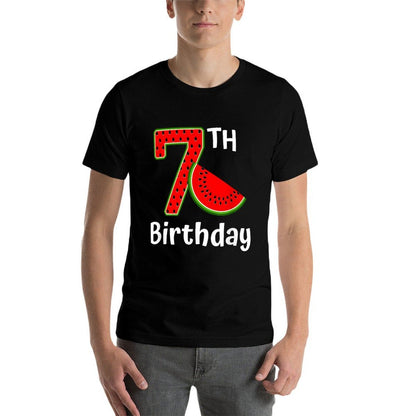 Cute Watermelon 7th Birthday 7 Years Old for Girl Boy Age 7  Odor-resistant T-Shirt