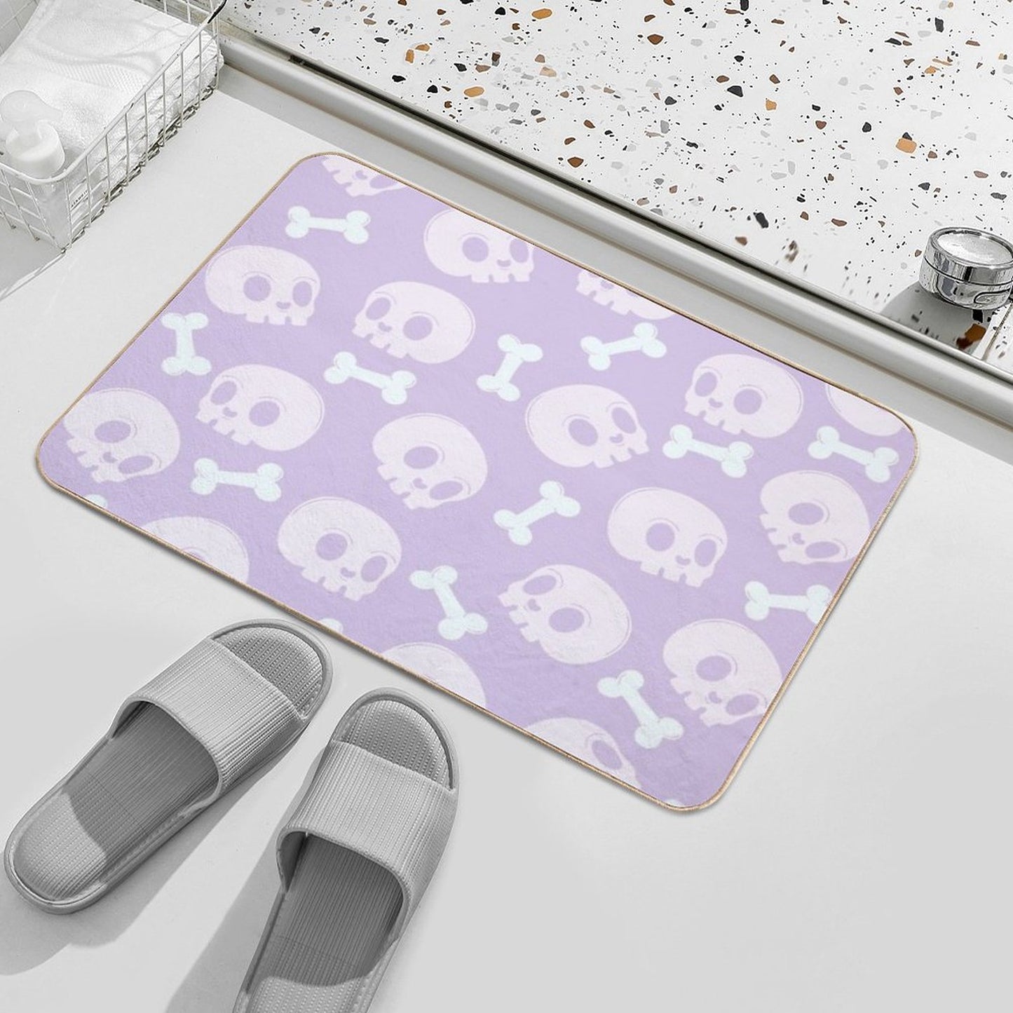 Bones An Skull  Fade-Resistant Bath Mat