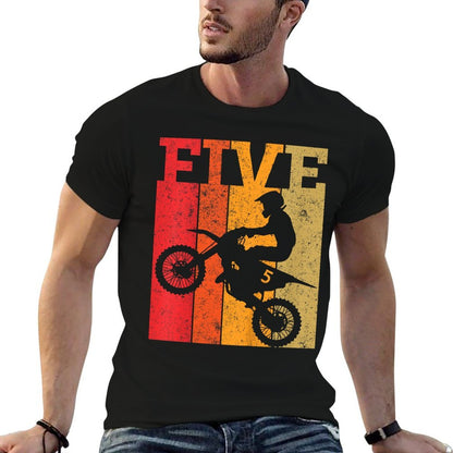 Kids 5th Birthday Boys 5 Five Dirt Bike Motocross Motorcycle Race  Eco-friendly Material T-Shirt