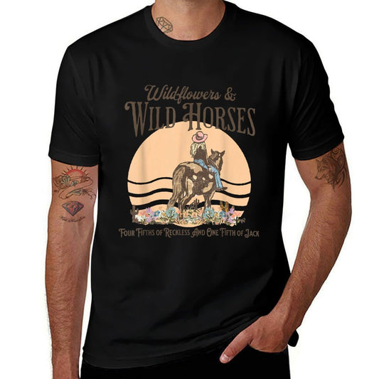 Wildflowers & Wild Horses Western for Her  Stretchy T-Shirt