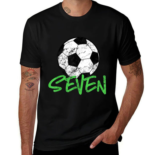 Soccer Player 7th Birthday  7 Years Old Soccer Party  Soft T-Shirt