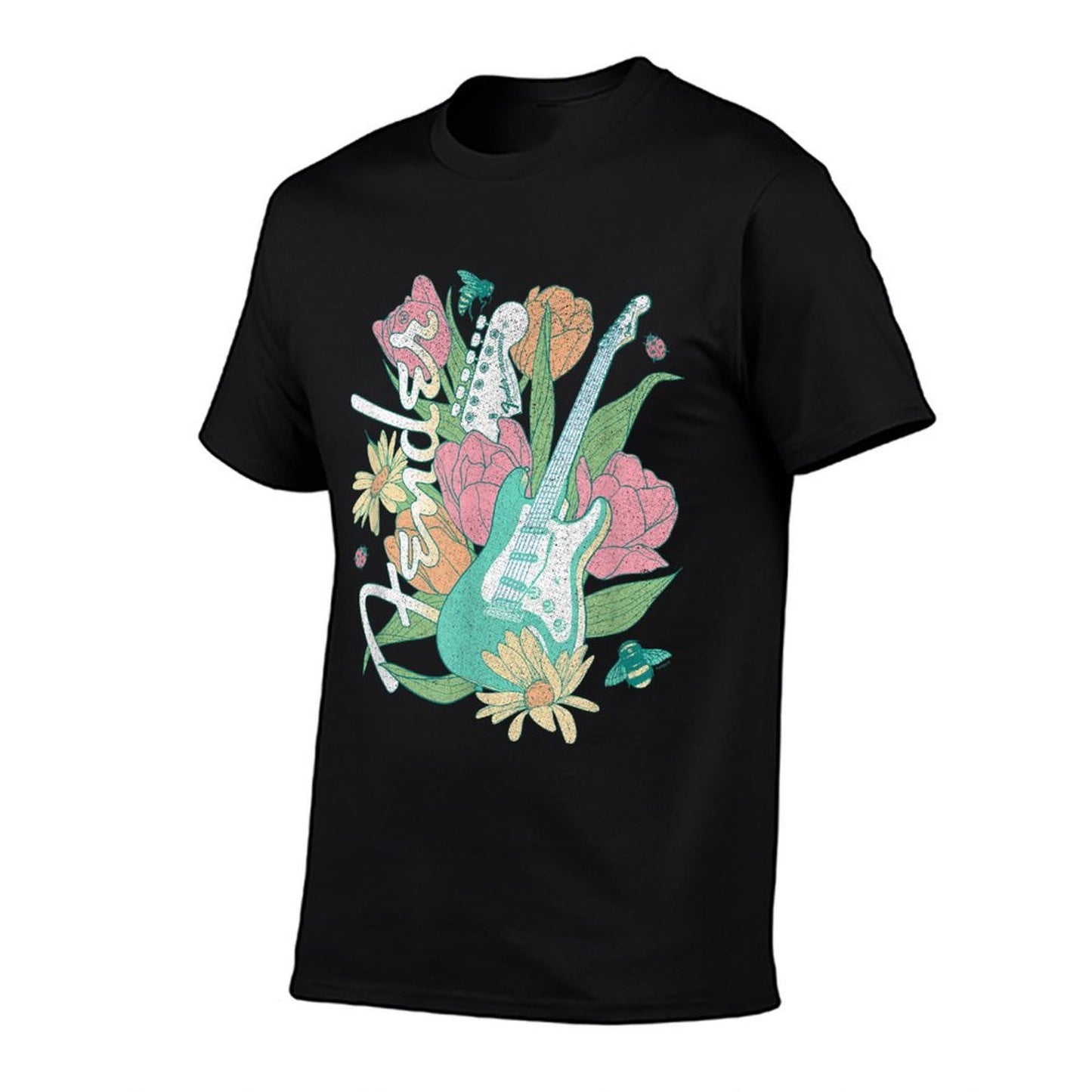 Fender Spring Time Guitar Vintage Bees And Flowers Poster  Trendy Pattern T-Shirt