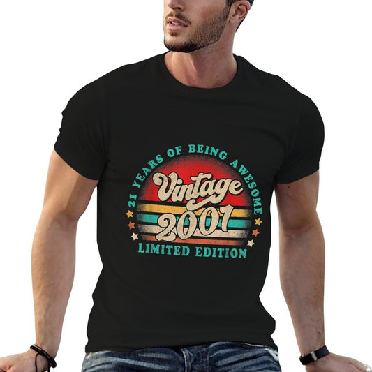 21 Year Old Vintage 2001 Limited Edition 21st Birthday  Oversized Silhouette T-Shirt