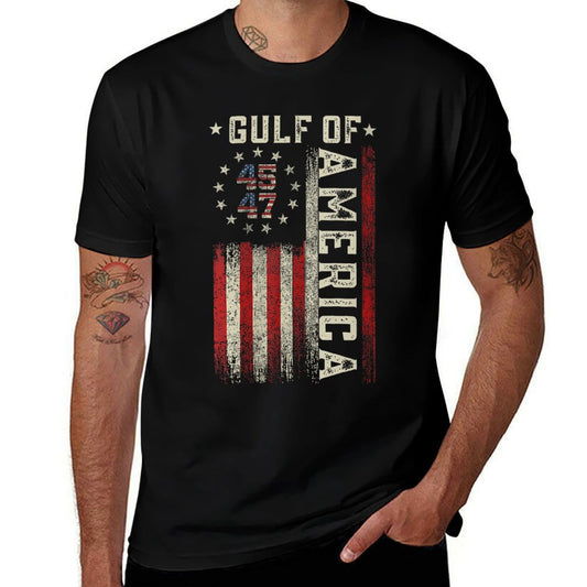 Womens Gulf Of USA America Funny USA Flag for Men Women V-Neck Vintage-inspired T-Shirt