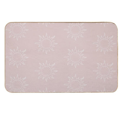Cute Boho Sun Pattern Bohemian Aesthetic In Muted Colors Pale Pink  Multi-Purpose Bath Mat