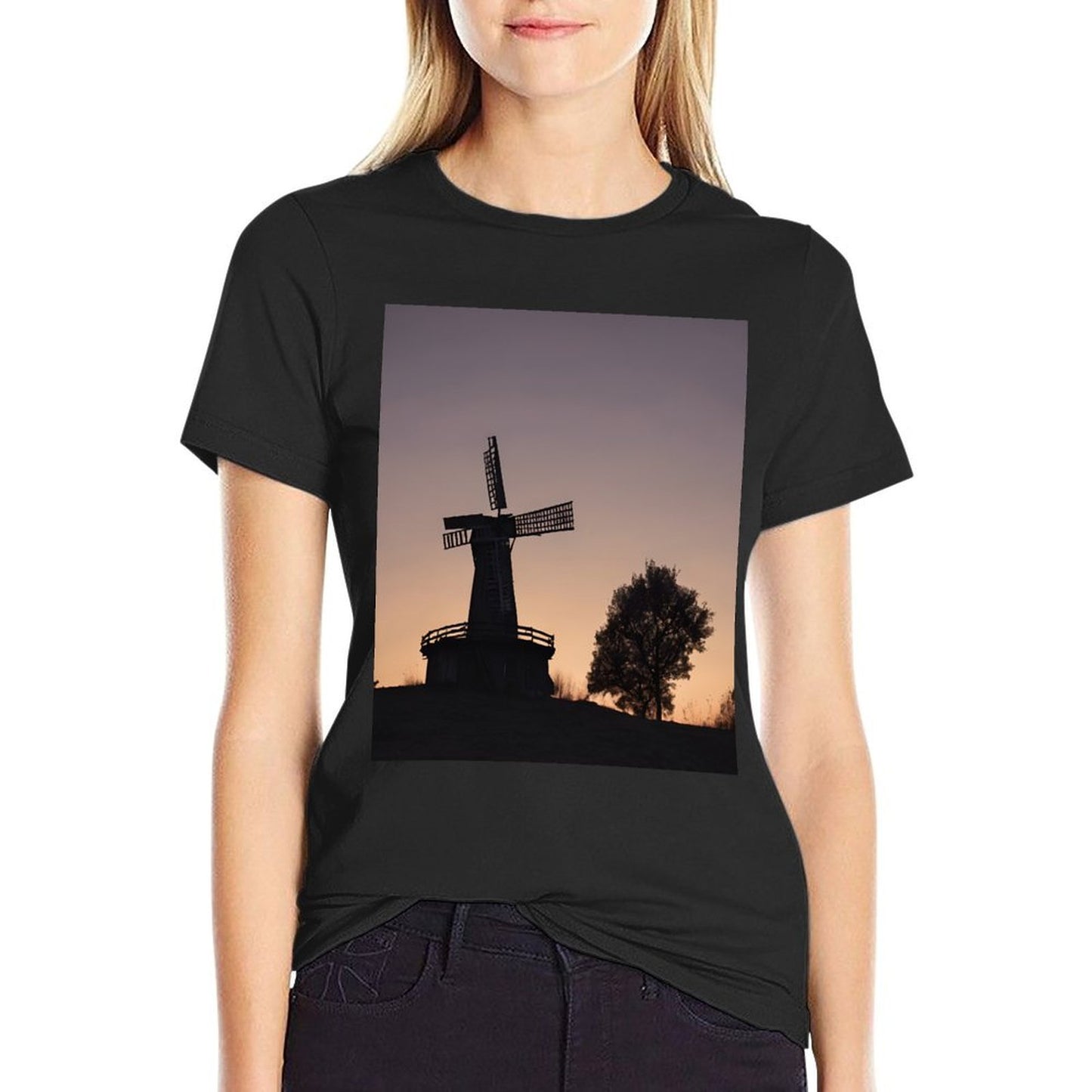Rustic Windmill Twilight Sky  Vintage-inspired T-Shirt