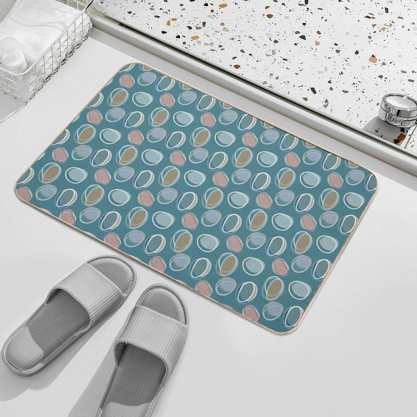 Seaglass Cocentric Circles  Eco-Friendly Bath Mat