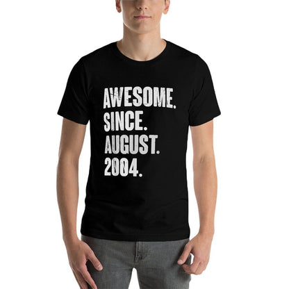 Retro 21 Years Old Awesome Since August 2004 21st Birthday  Trendy Pattern T-Shirt