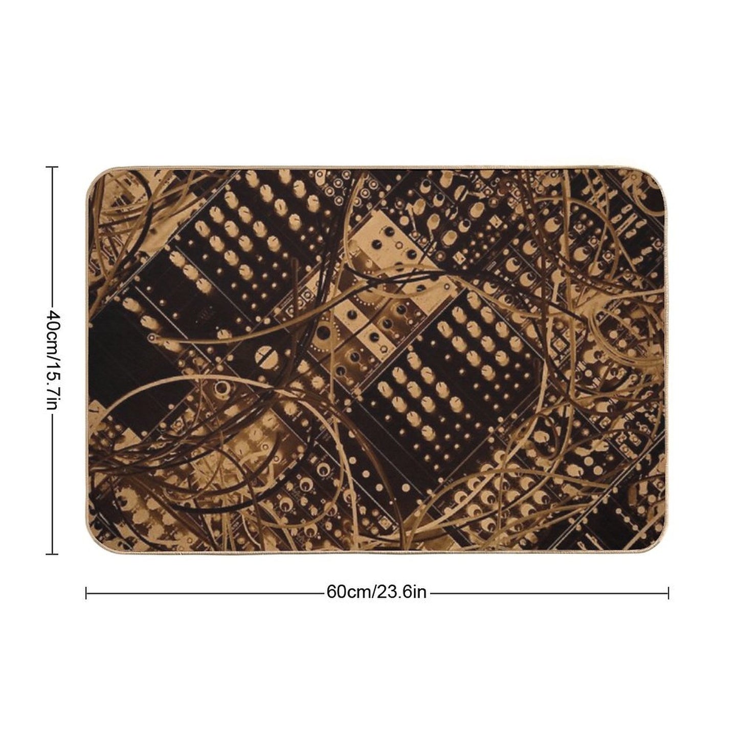 Analog Synthesizer  Illustration - Black , Brown  Easy Maintenance Bath Mat