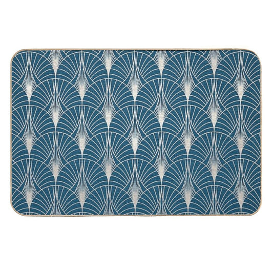 (Faux) Turquoise And (Faux) Silver Art Deco Pattern  Eco-Friendly Bath Mat