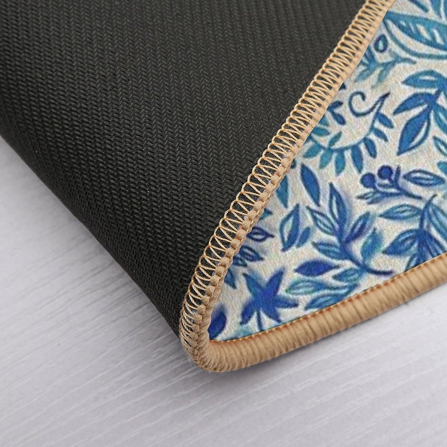 Floating Garden - A Watercolor Pattern in Blue  Easy Maintenance Bath Mat