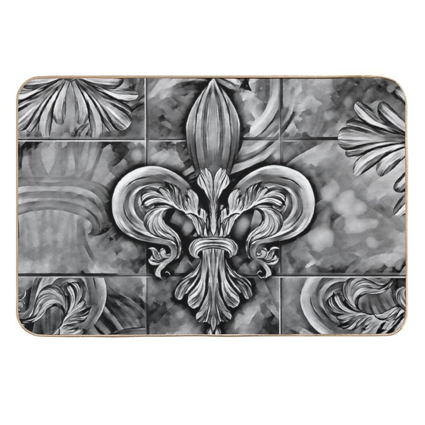 Vintage Fleur-de-lis Ornament  Dirt-Trapping Bath Mat