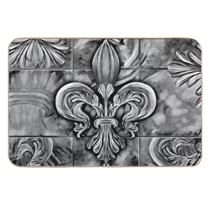 Vintage Fleur-de-lis Ornament  Dirt-Trapping Bath Mat