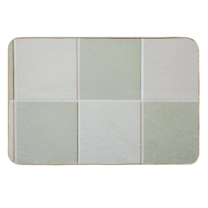 Sage Green Aesthetic Square Tile Pattern Durable Bath Mat