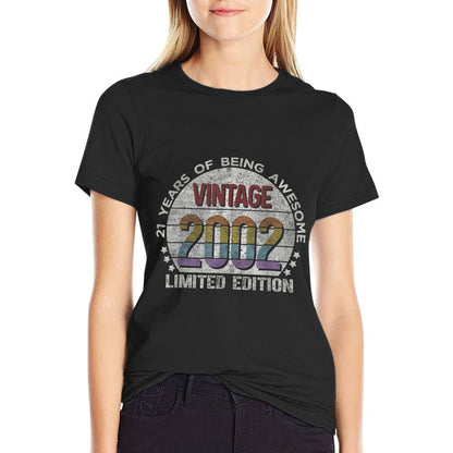 Vintage 2002 21 Year Old Gifts Limited Edition 21st Birthday  Heathered Texture T-Shirt