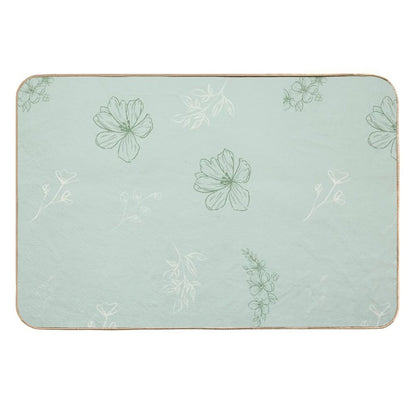 Green Flower Pattern  Fade-Resistant Bath Mat