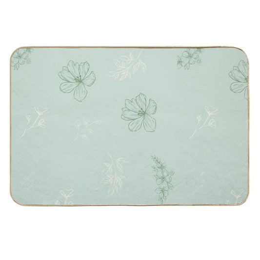 Green Flower Pattern  Fade-Resistant Bath Mat