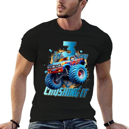 I'm Crushing It Monster Truck 3 Year Old Boys 3rd Birthday  Slim-fit Cut T-Shirt