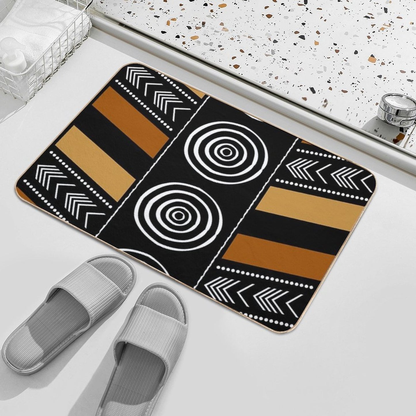 African Mud Cloth Artistry Art  Long-Lasting Bath Mat