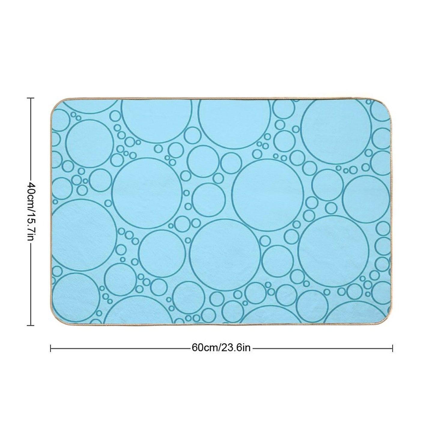 Different Sized Blue Circles for As Water Bubbles Illusion  Fade-Resistant Bath Mat