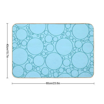 Different Sized Blue Circles for As Water Bubbles Illusion  Fade-Resistant Bath Mat