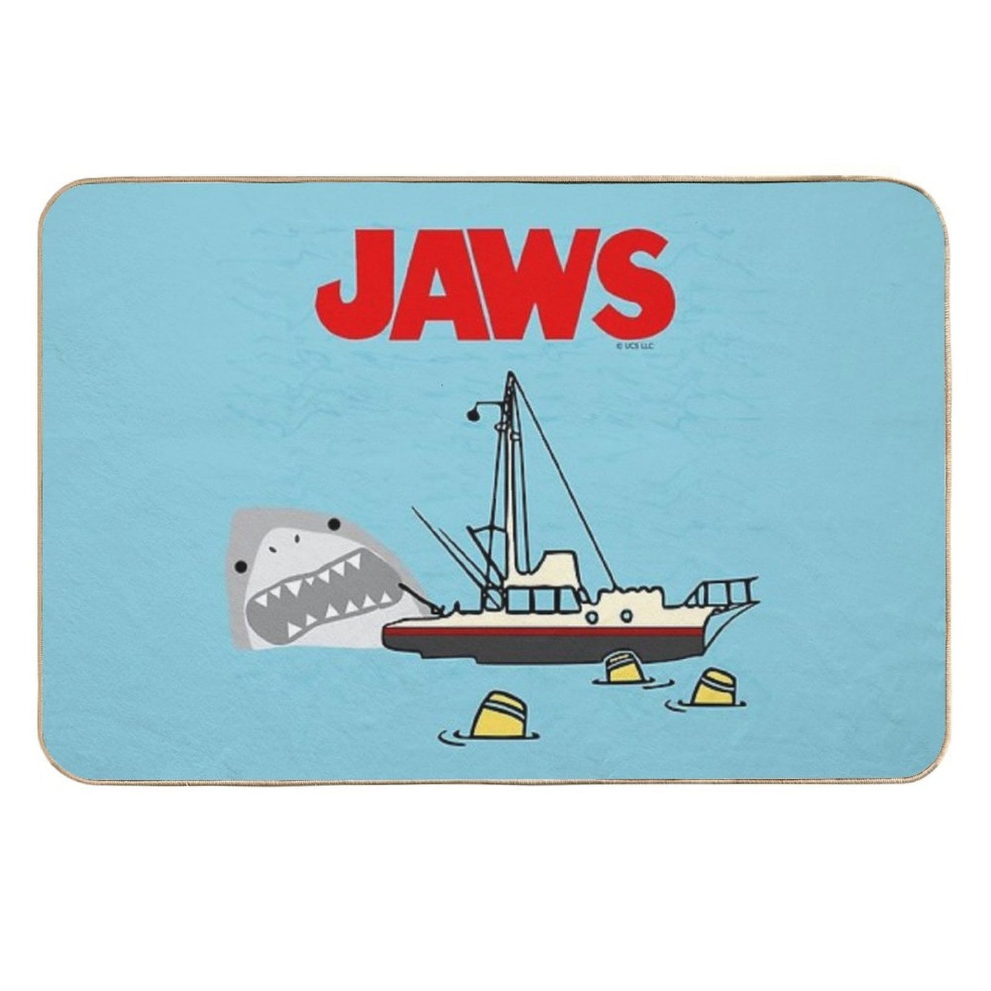 Jaws Movie Fan Art , Shark Beside Boat , Gonna Need A Bigger Boat  Slip-Resistant Bath Mat