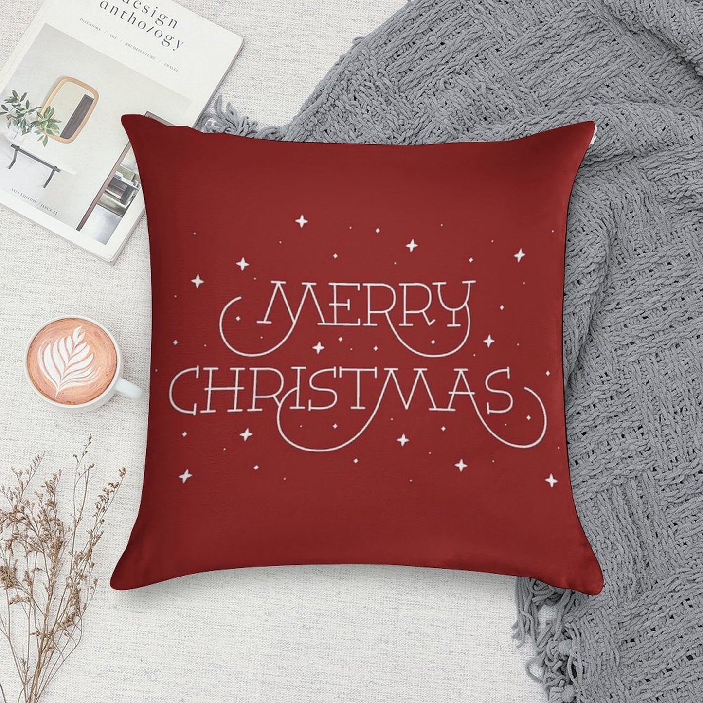 Merry Christmas Soft Fade-Resistant Throw Pillow
