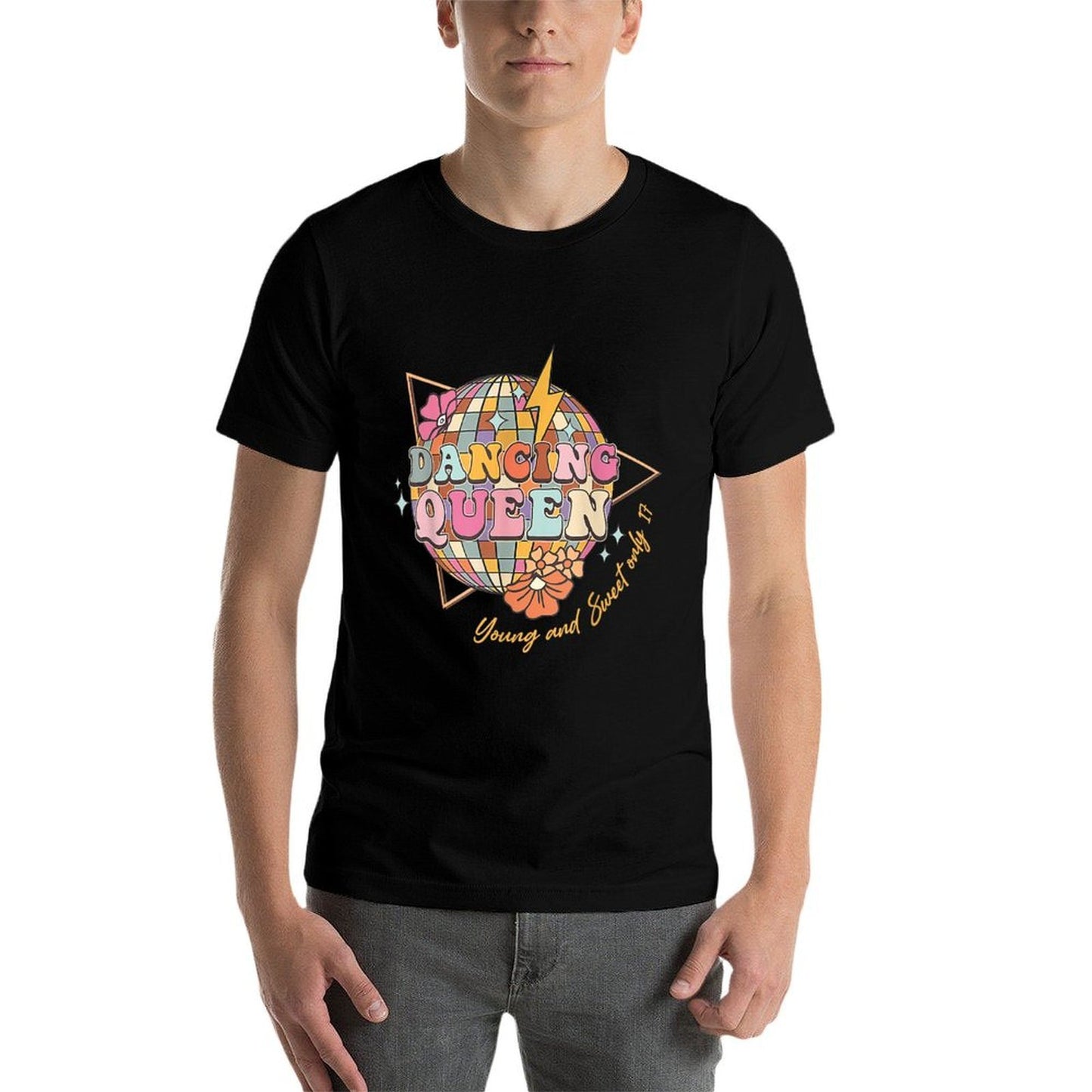Dancing Queen Foral 17th Birthday Disco Ball  Relaxed-fit T-Shirt