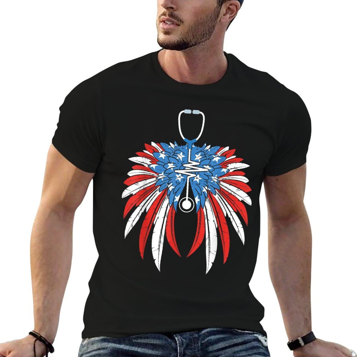 Nurse Merica Freedom Wings American 4th July Men Women  Ribbed Collar T-Shirt