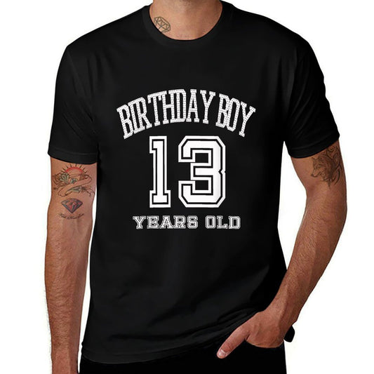 13th Birthday 13 Yrs Years Old Birthday Boy Varsity T-shirt  Slim-fit Cut T-Shirt