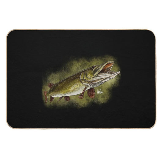 Open Mouth Pike  Fade-Resistant Bath Mat