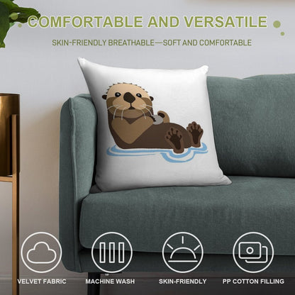 Otter Emoji Soft Style Accent Throw Pillow