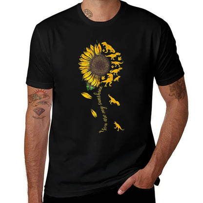 You Are My Sunshine Dinosaur T-rex Sunflower  Oversized Silhouette T-Shirt