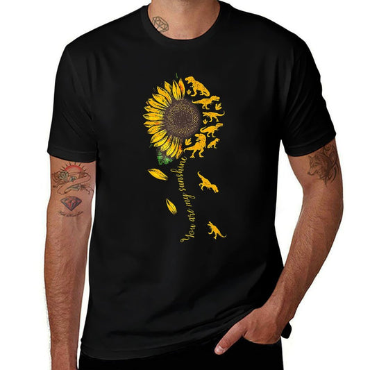 You Are My Sunshine Dinosaur T-rex Sunflower  Oversized Silhouette T-Shirt