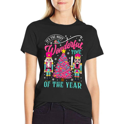 Its The Most Wonderful Time of The Year Pink Nutcracker  Fade-proof Color T-Shirt
