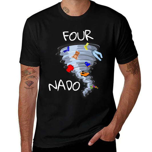 Kids Four Nado Tshirt 4 Year Old Birthday Boy T  Rolled Sleeves T-Shirt
