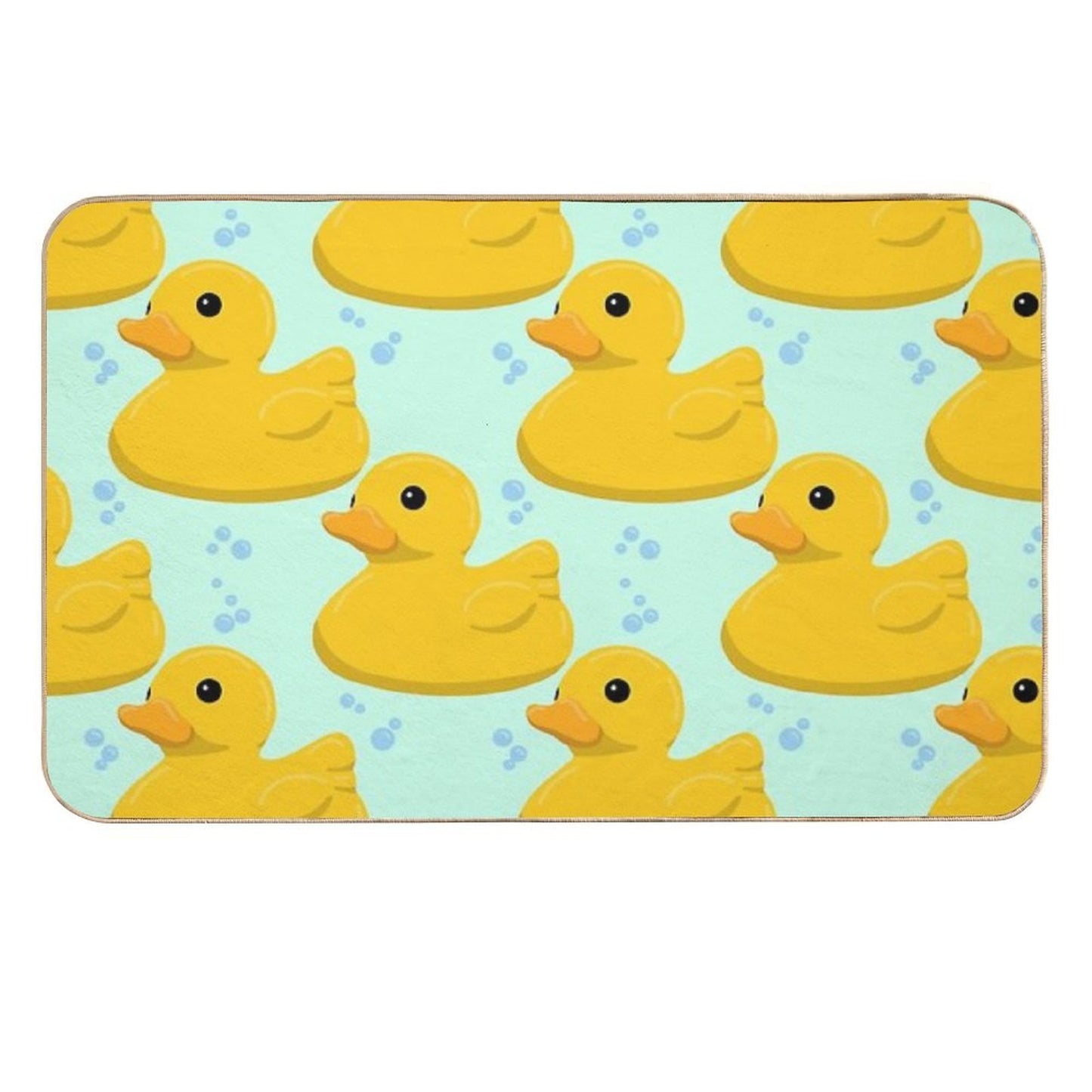 Rubber Duck Pattern with Bubbles  Absorbent Bath Mat